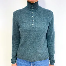 Ocean Green Cashmere Turtle Neck Jumper Medium