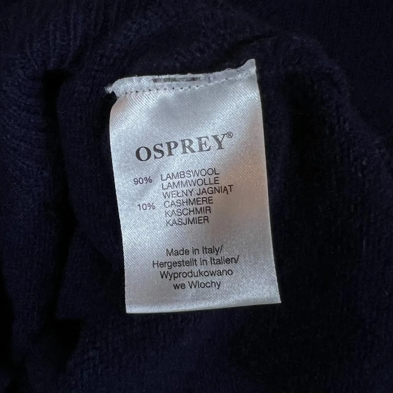 OSPREY LONDON Lambswool Cashmere Blend Navy Blue Knit V-Neck Sweater Jumper