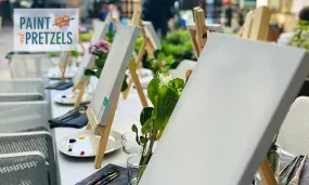 Painting Social Event for 2 including Light Lunch with Paint and Pretzels