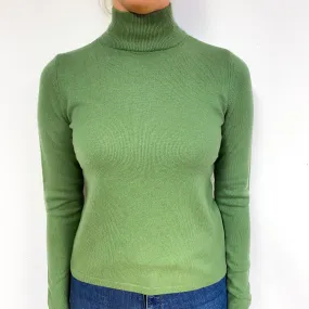Pear Green Cashmere Turtle Neck Jumper Small