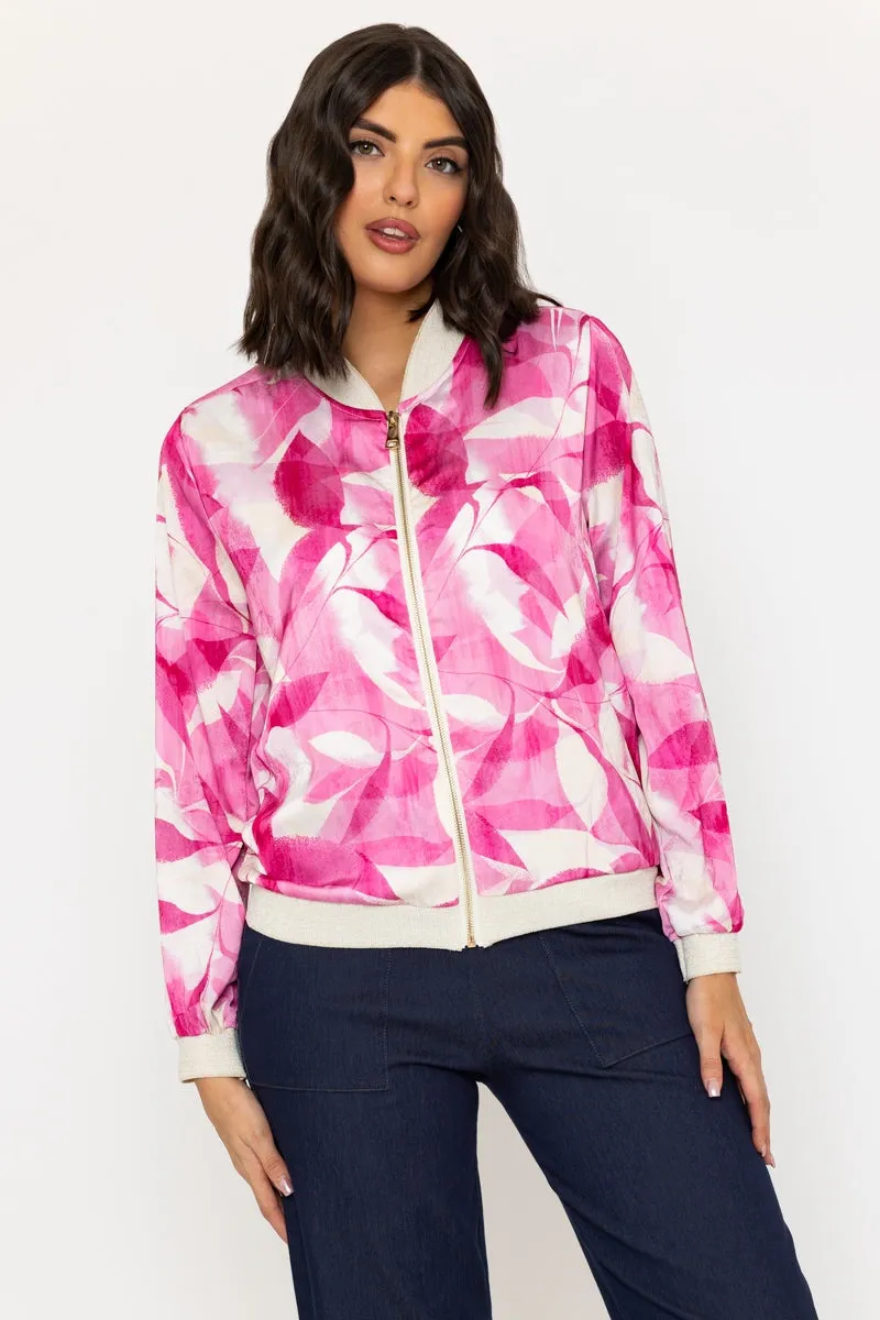 Pink Printed Bomber Jacket
