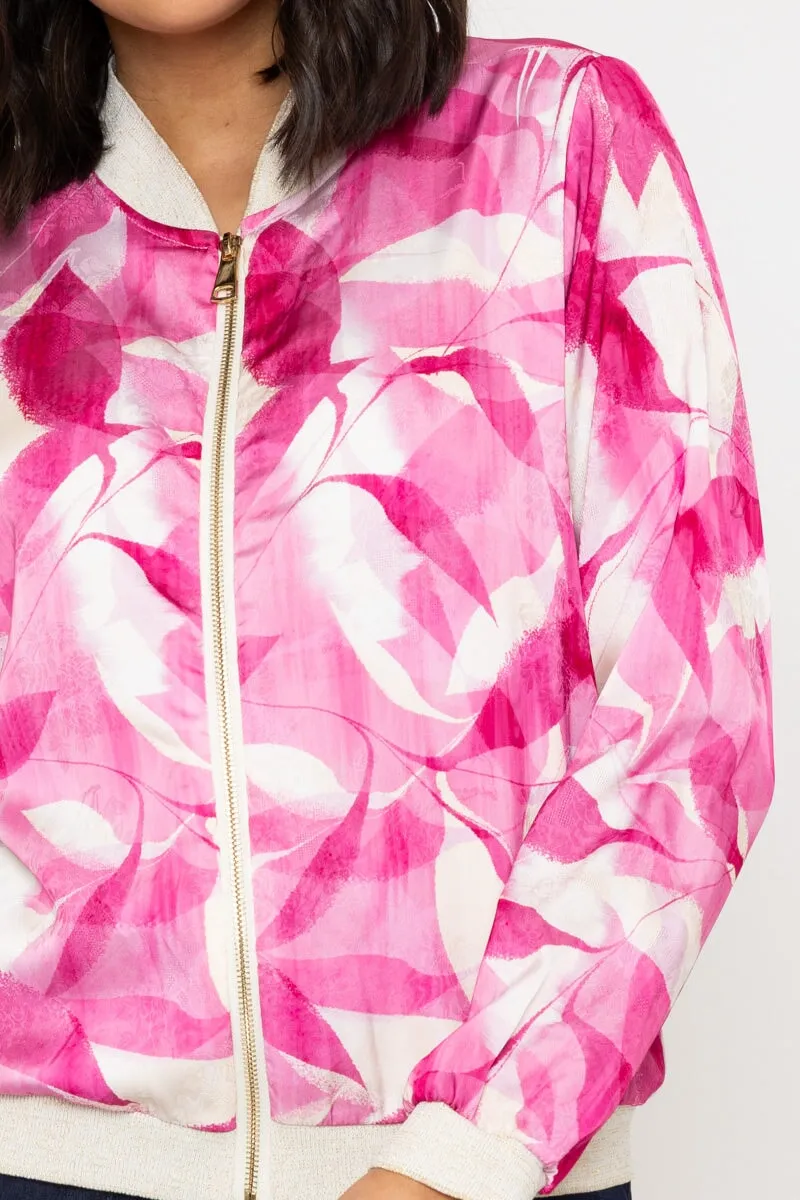Pink Printed Bomber Jacket