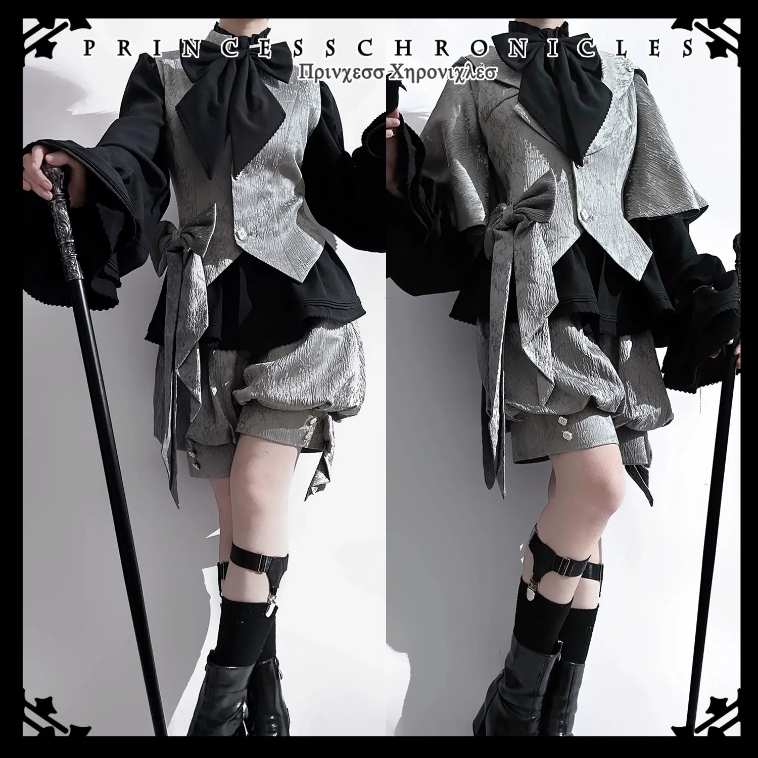 Princess Chronicles~Rabbit Hunting Glacier Gray~Vintage Lolita Grey Coat Kawaii Rabbit Ear Set
