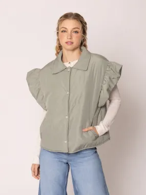 Puff and Ruffle Vest - Sage