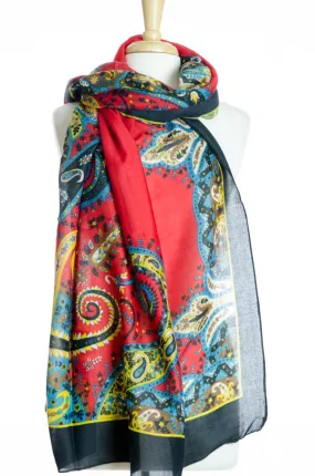 Red Floral Geo Print Scarf