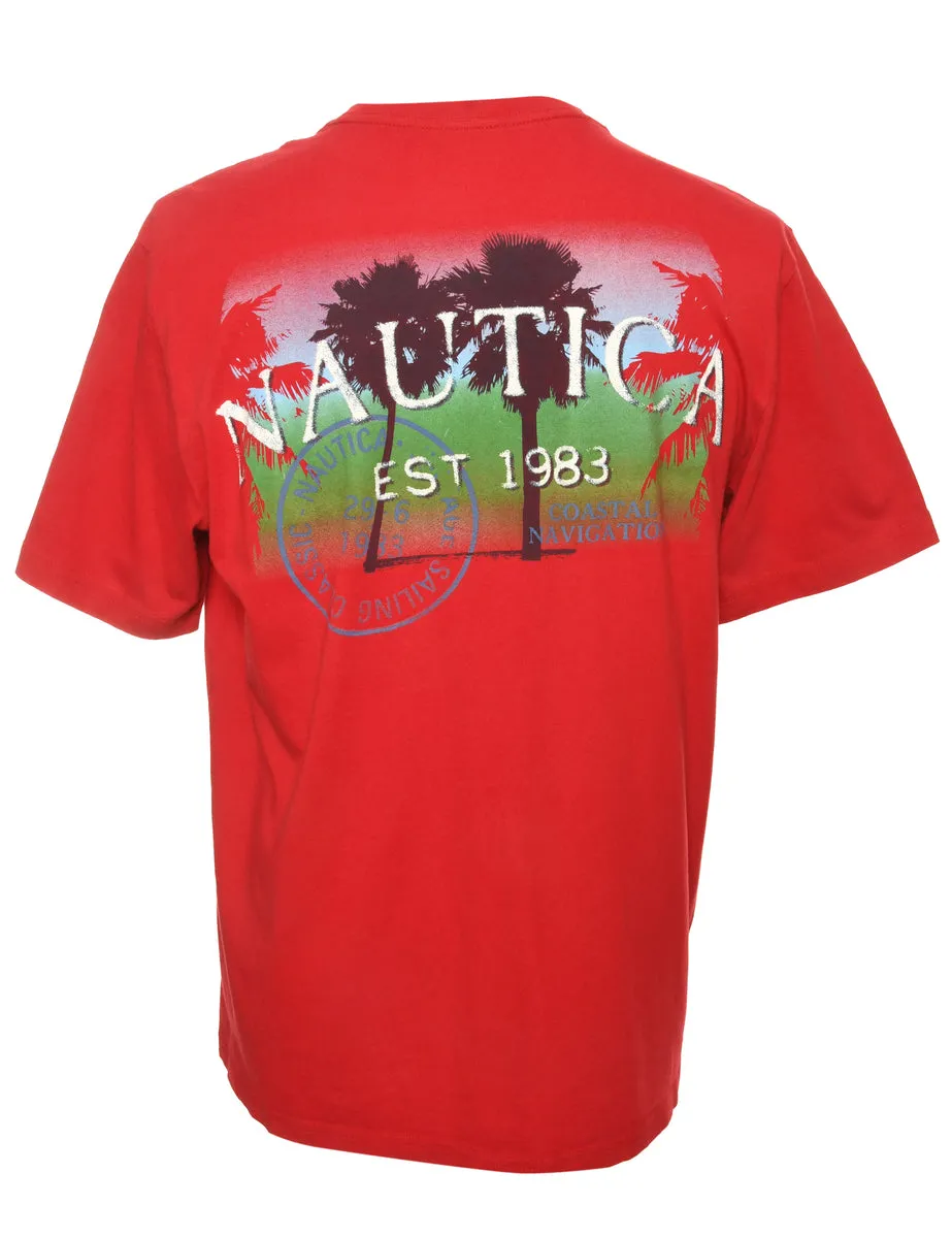 Red Nautica Printed T-shirt - M