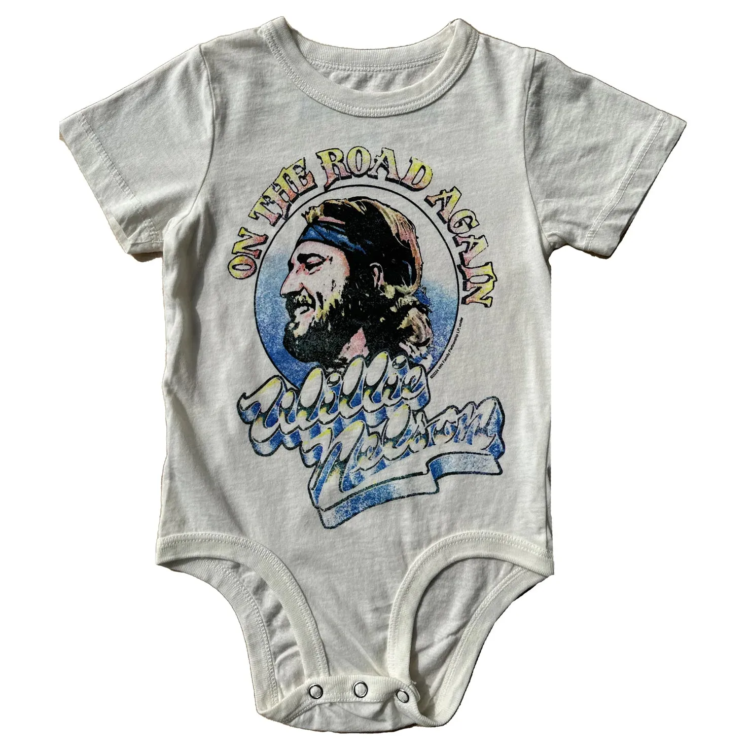 Rowdy Sprout Willie Nelson Organic Short Sleeve Vintage White Bodysuit