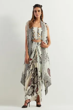 Saaya Printed Co-Ord Set with Cape