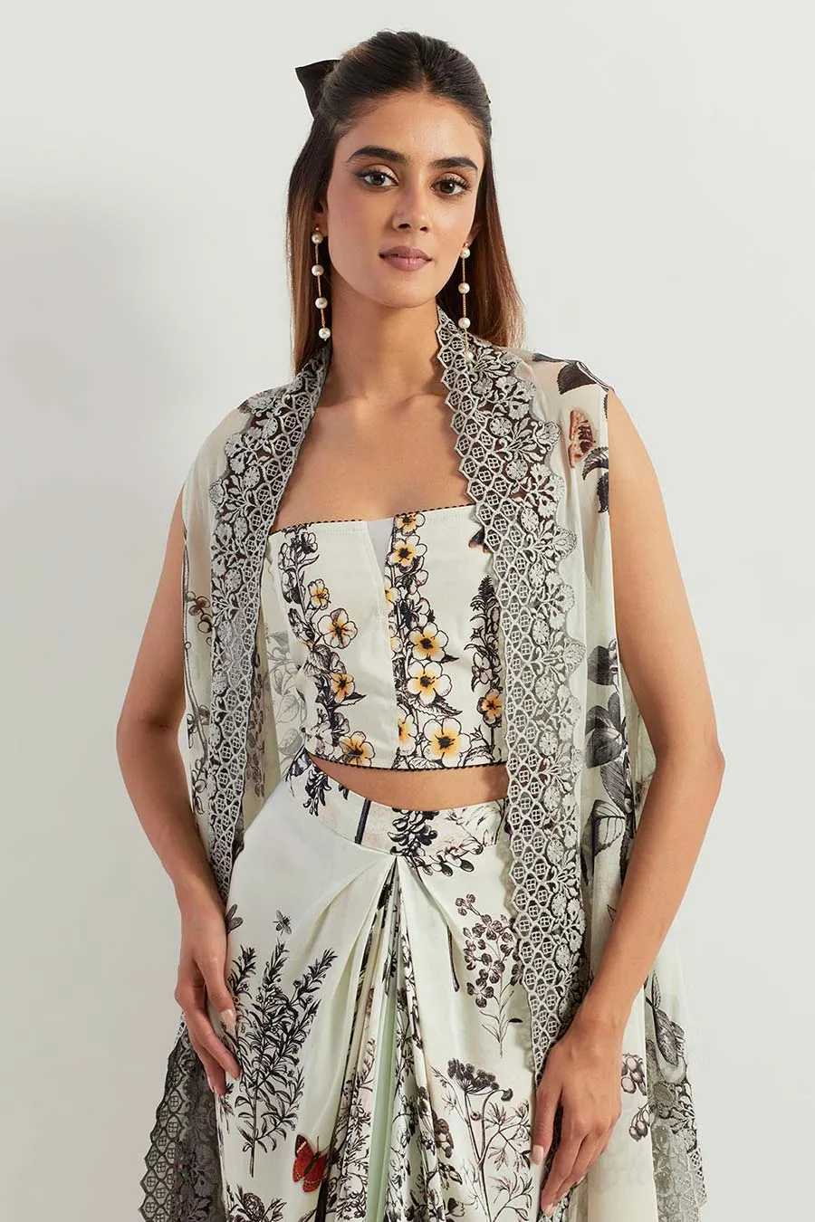 Saaya Printed Co-Ord Set with Cape