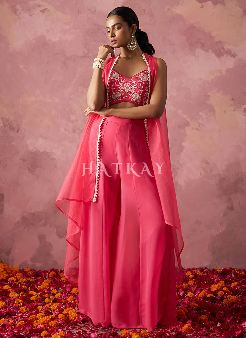 Salmon Pink Cape Style Sharara Suit