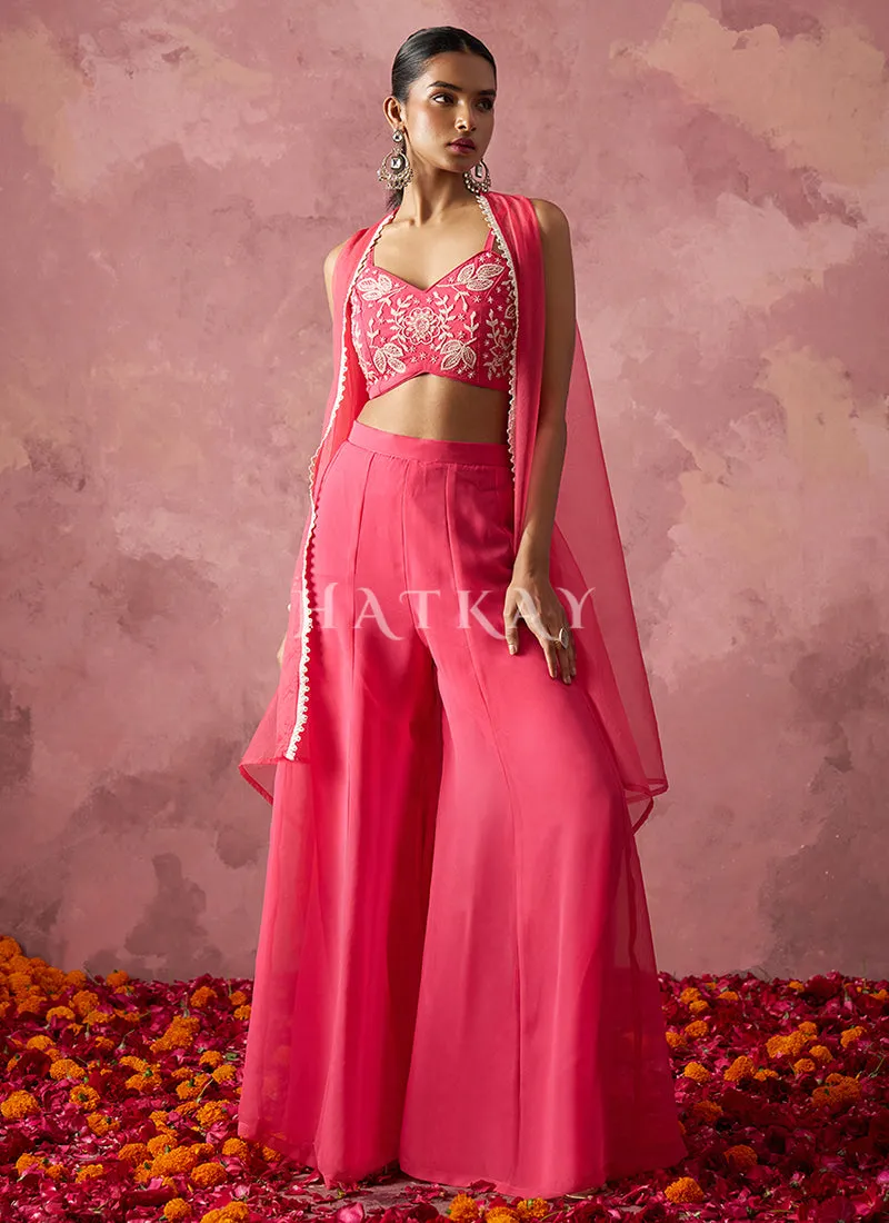 Salmon Pink Cape Style Sharara Suit