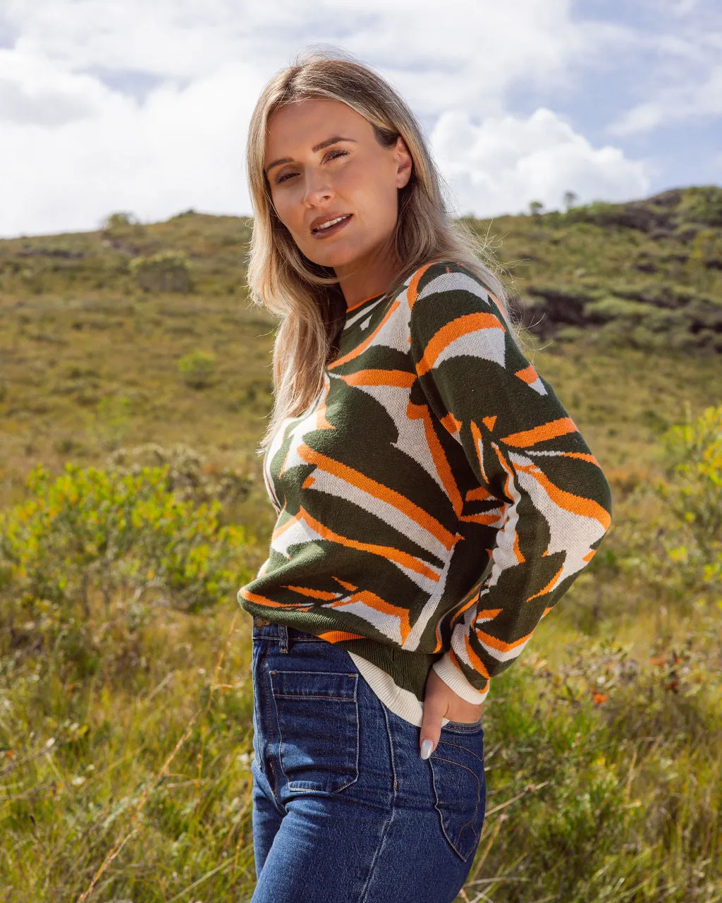 See Saw Cotton/Cashmere Floral Sweater