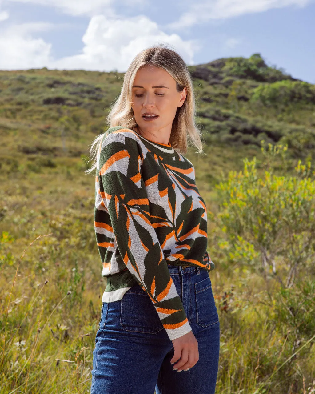 See Saw Cotton/Cashmere Floral Sweater