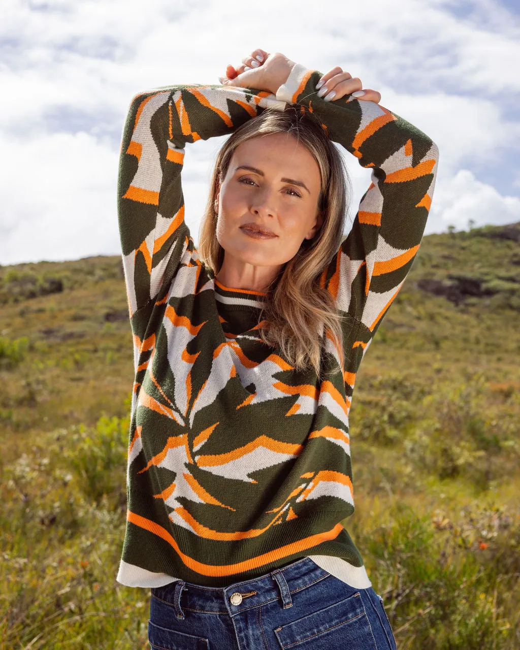 See Saw Cotton/Cashmere Floral Sweater