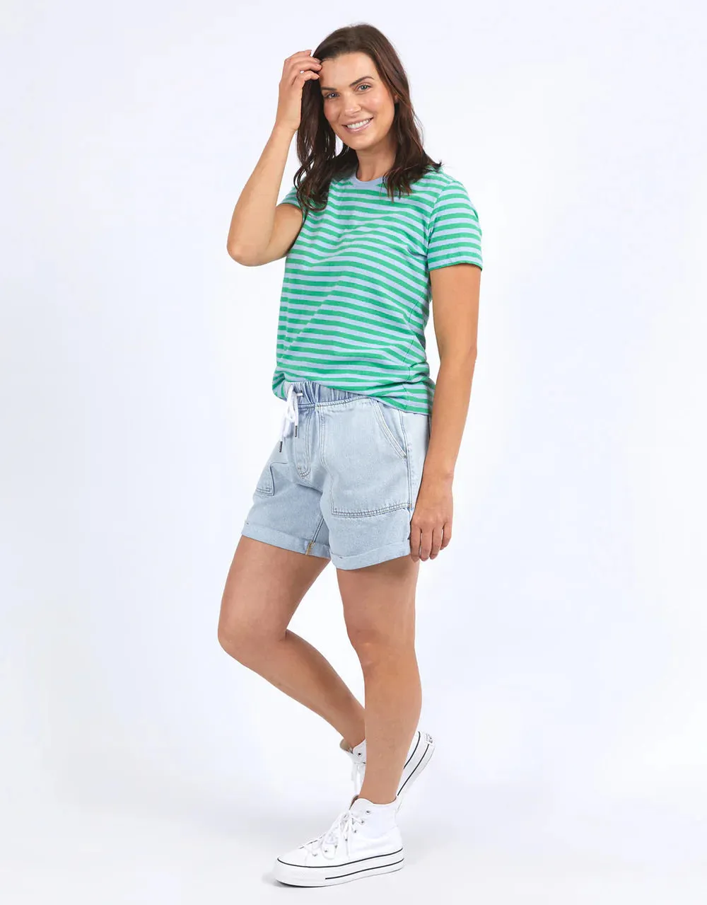 Shining Light Tee - Dream Blue & Green Stripe