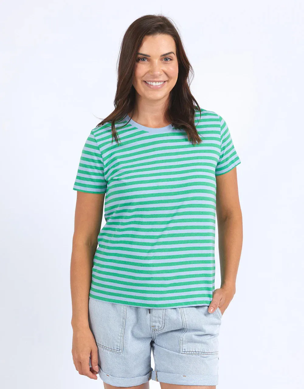 Shining Light Tee - Dream Blue & Green Stripe