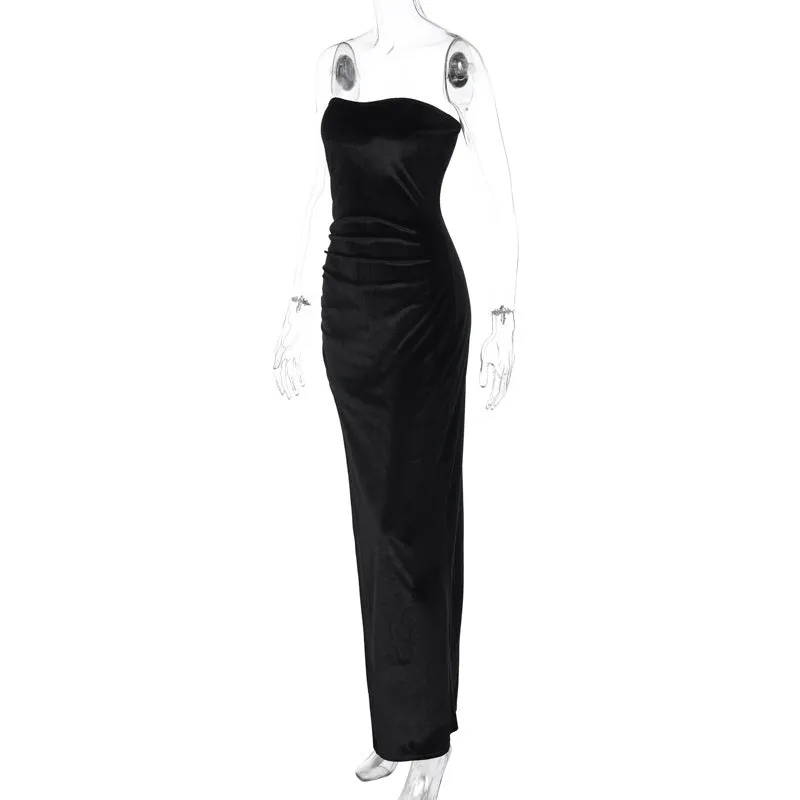 Shirley Strapless Thigh High Split Maxi Dress