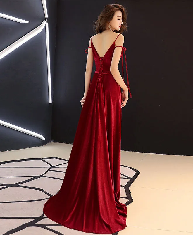 Simple Burgundy Long Prom Dress, Burgundy Evening Dresses