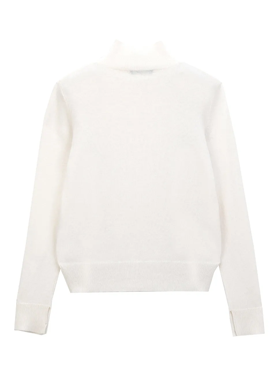 Simple High Neck Sweater_Vintage White