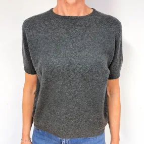 Slate Grey Cashmere Short Sleeve Jumper Medium