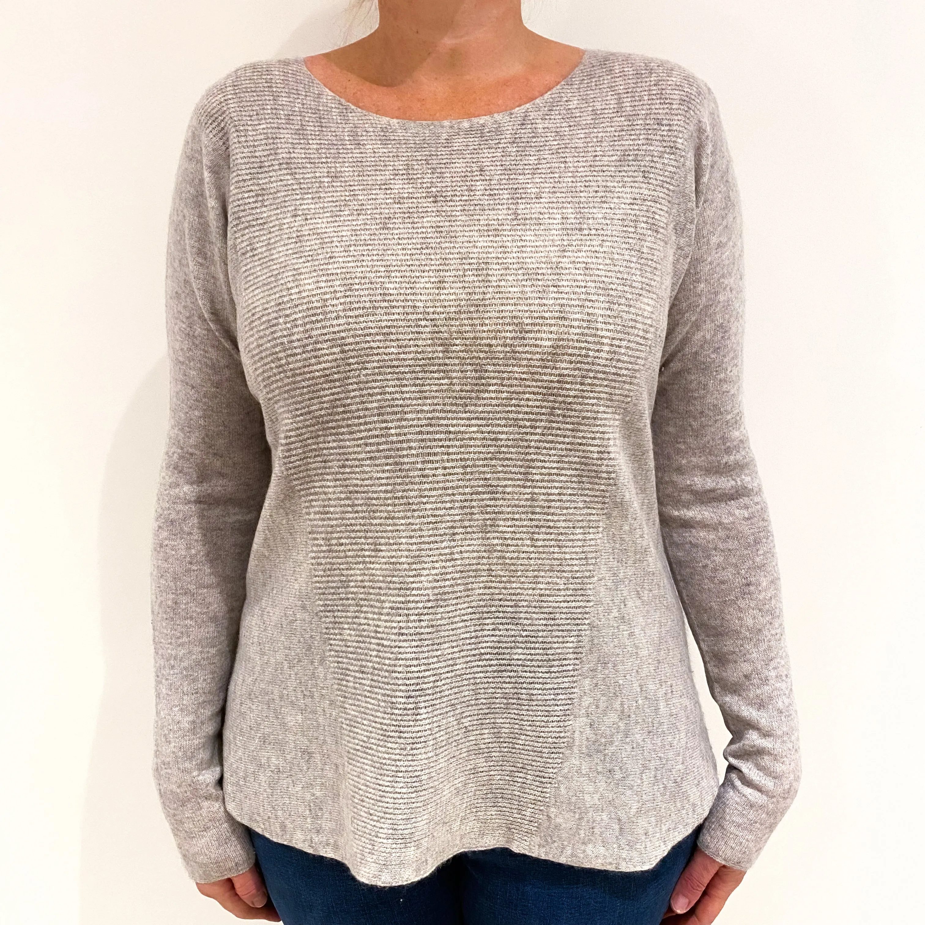 Smoke Grey Batwing Cashmere Crew Neck Jumper Large