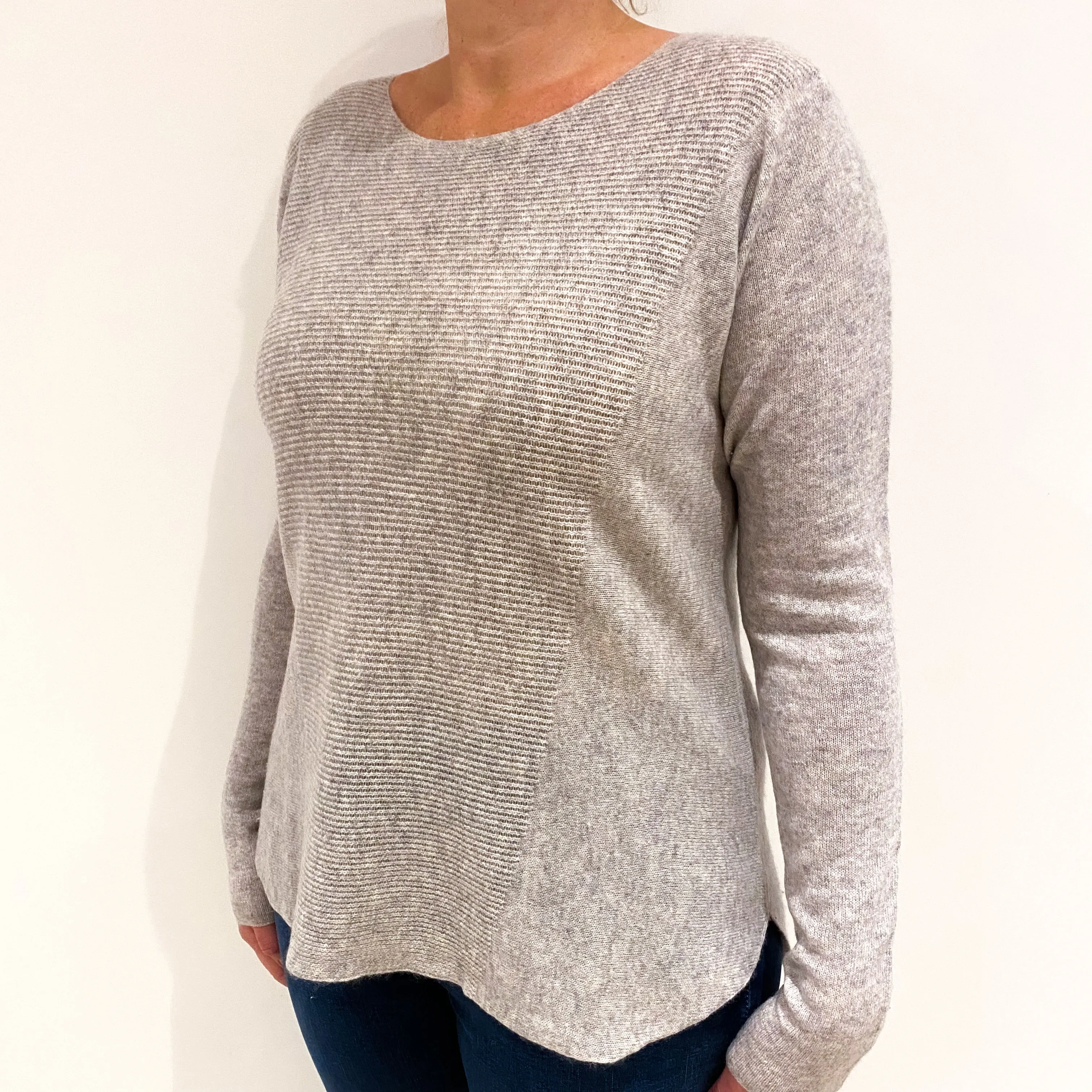 Smoke Grey Batwing Cashmere Crew Neck Jumper Large