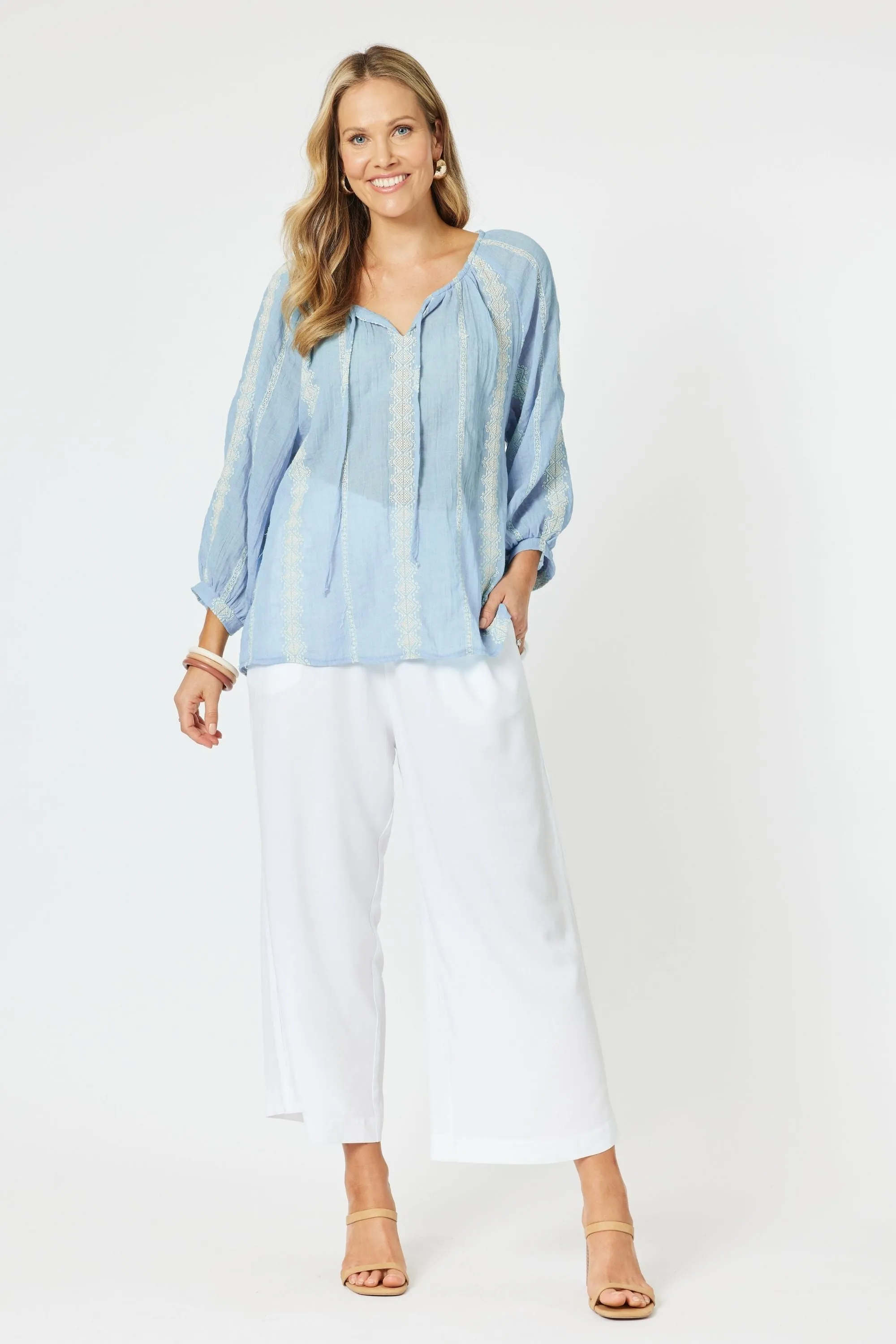 SORRENTO EMBROIDERED TOP - 45921HV