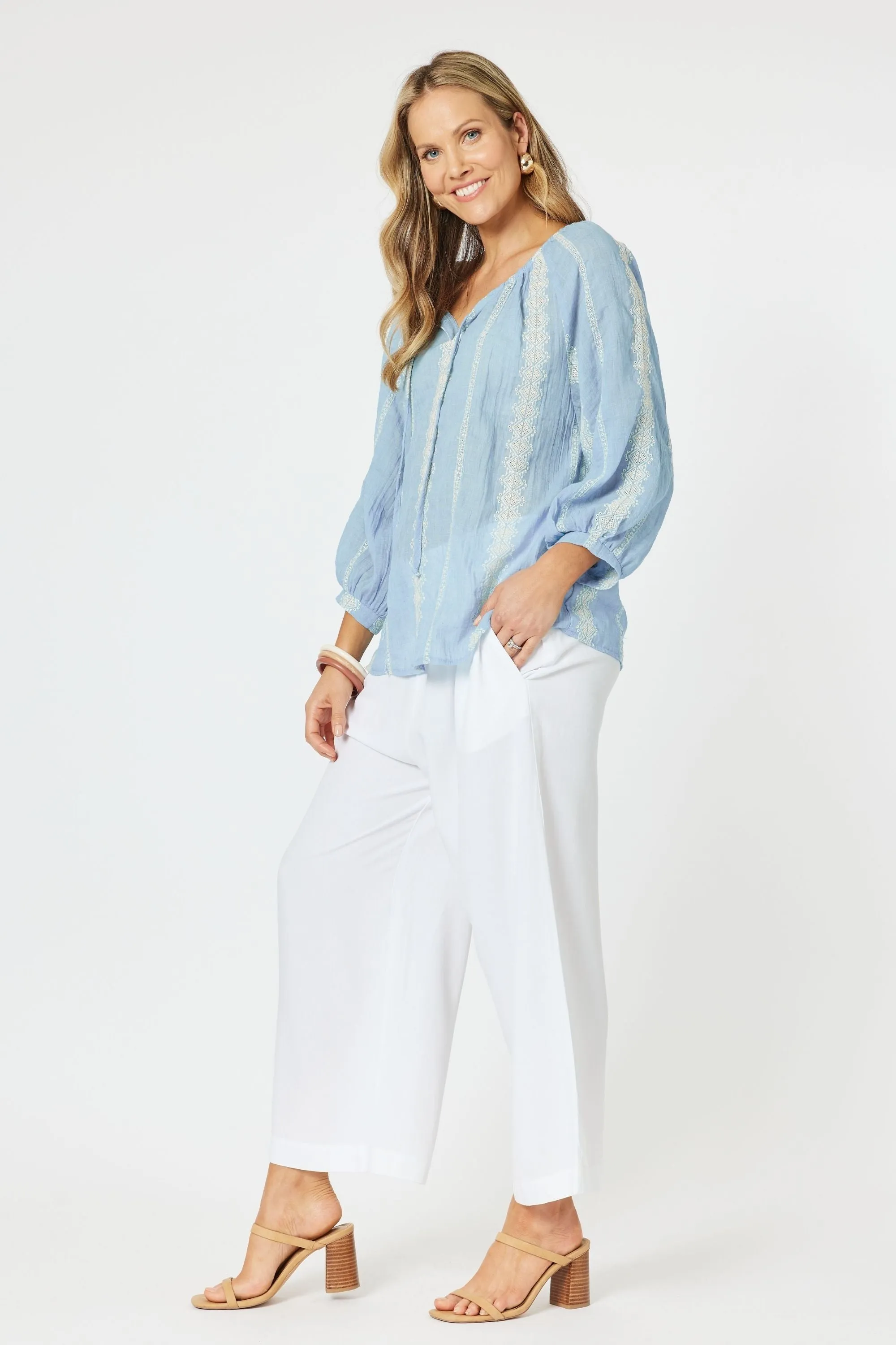 SORRENTO EMBROIDERED TOP - 45921HV