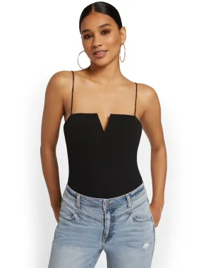 Split V-Neck Bodysuit - 4Sienna