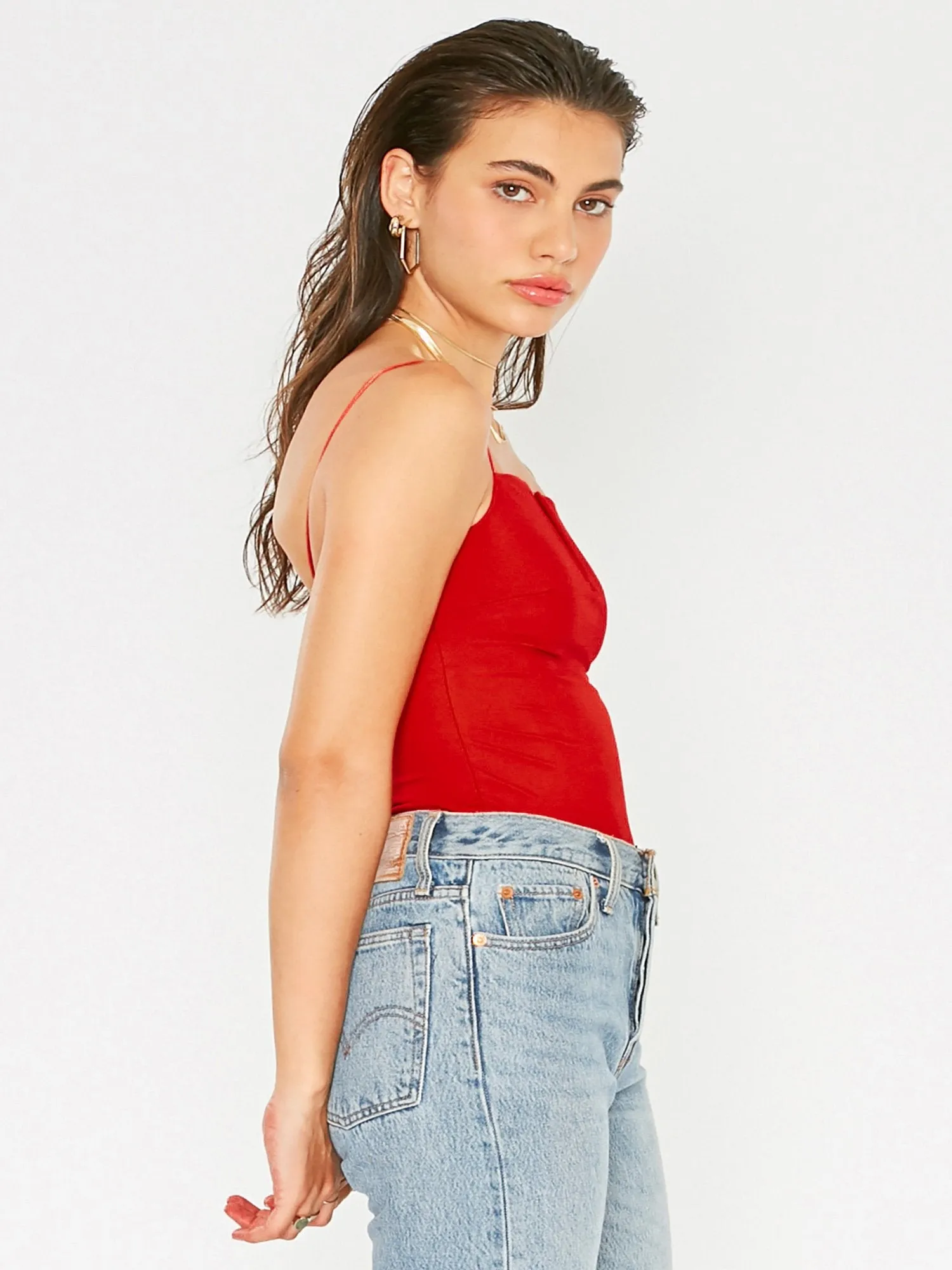 Split V-Neck Bodysuit - 4Sienna