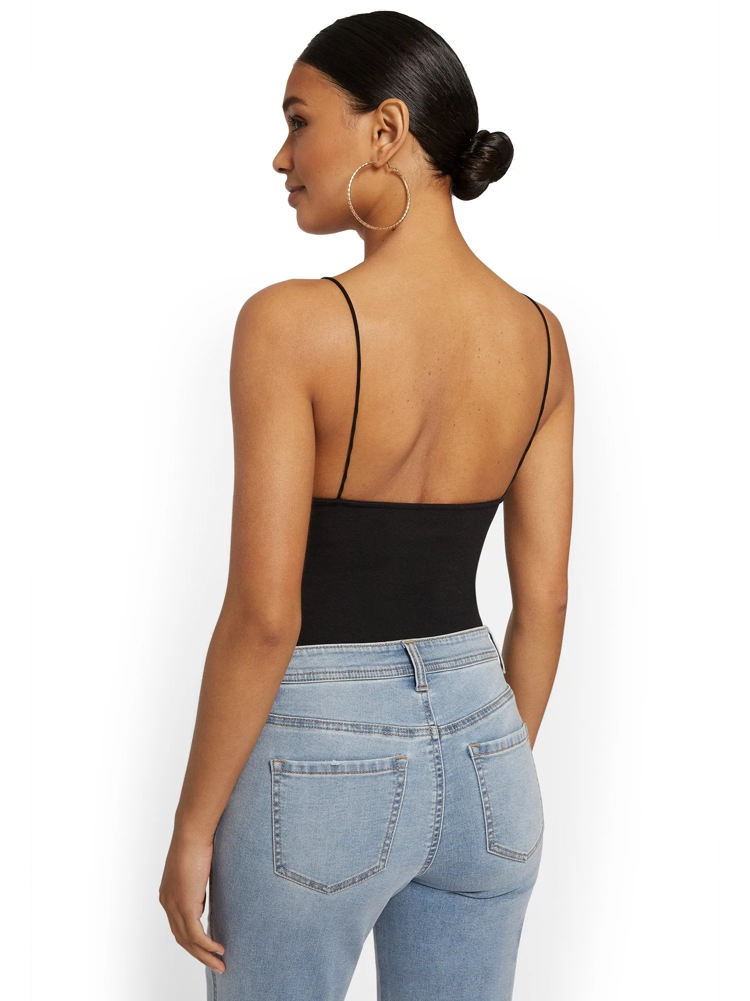 Split V-Neck Bodysuit - 4Sienna
