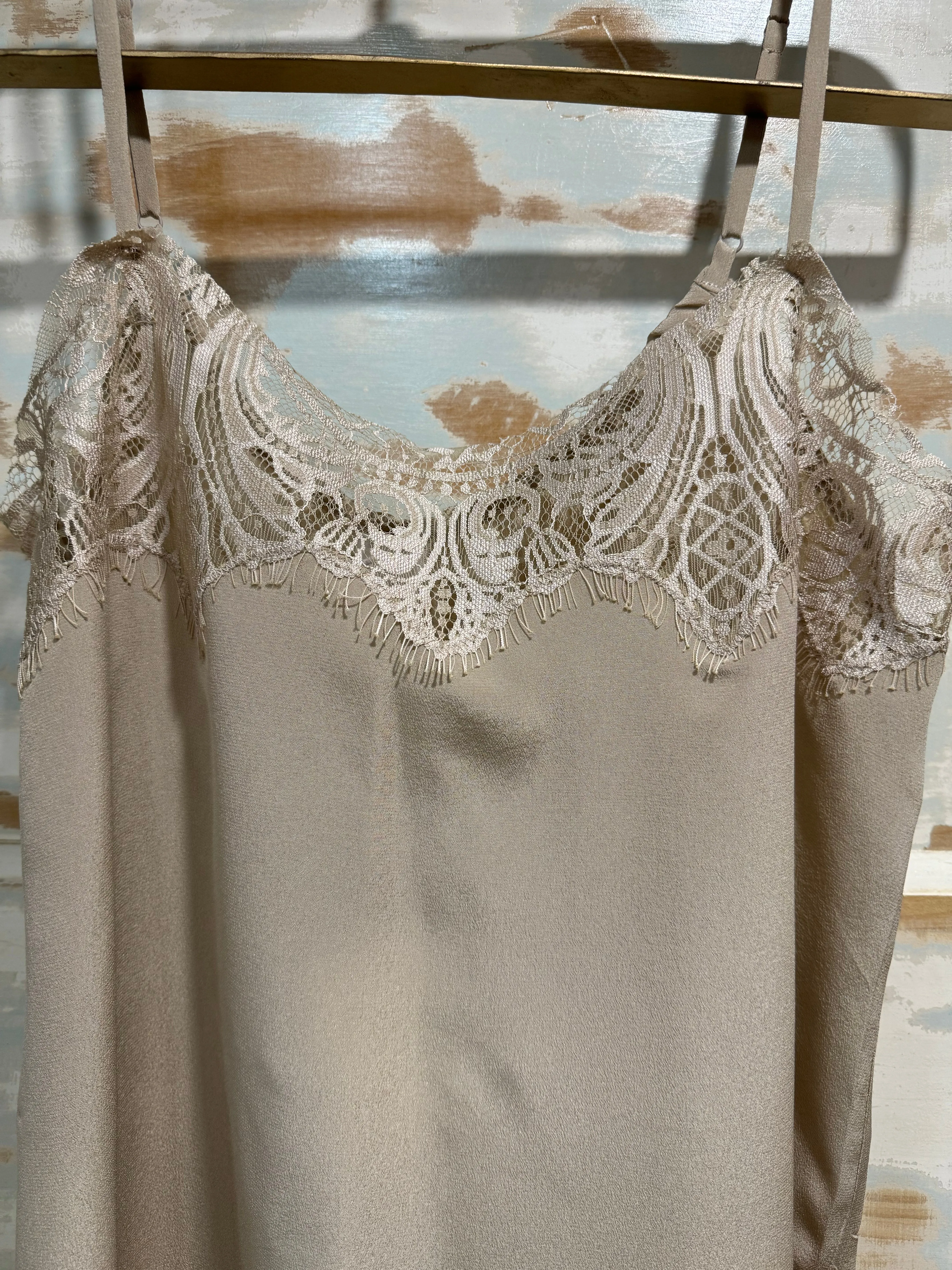 Tambourine Silk Cami in Champagne