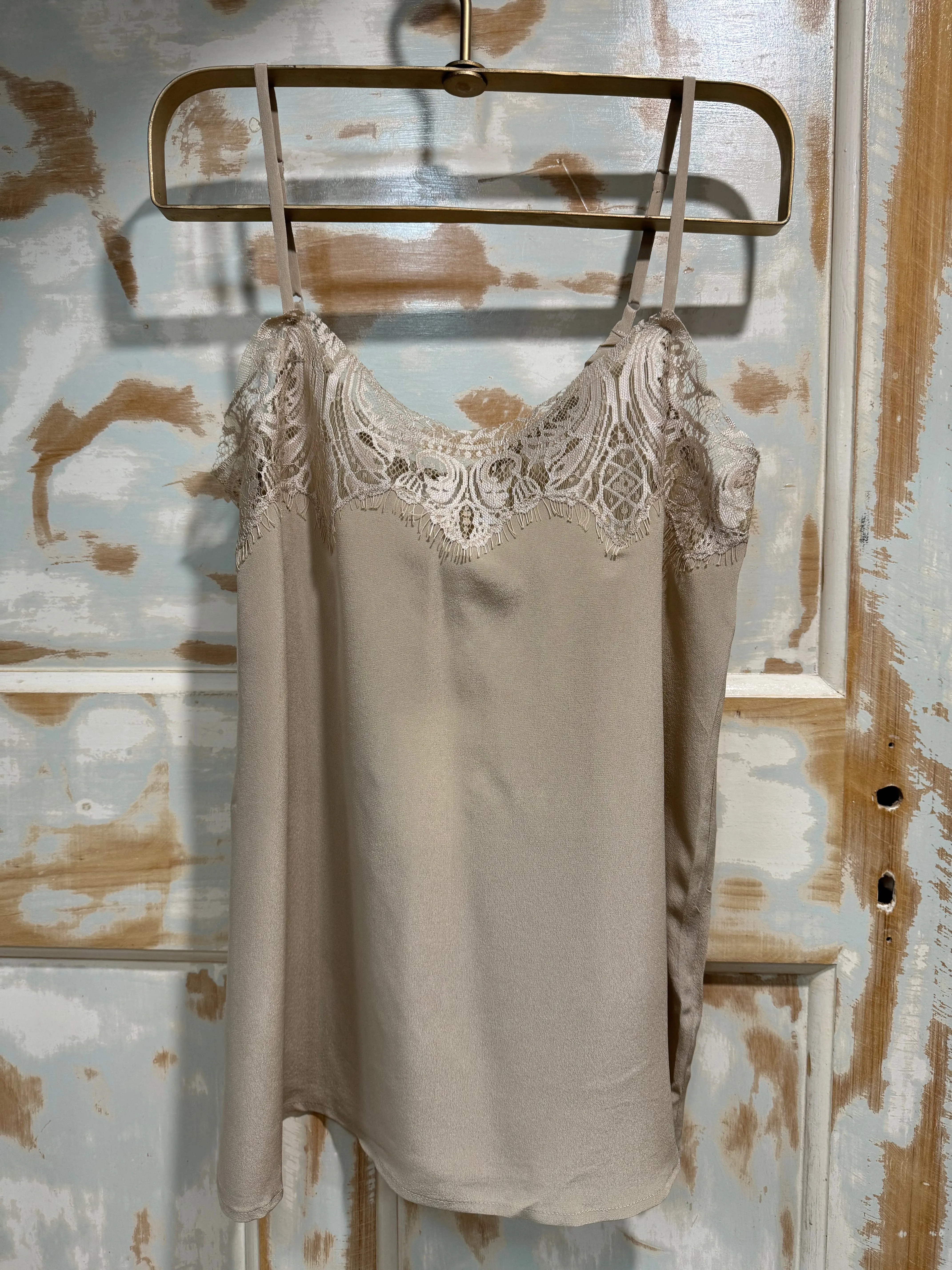 Tambourine Silk Cami in Champagne