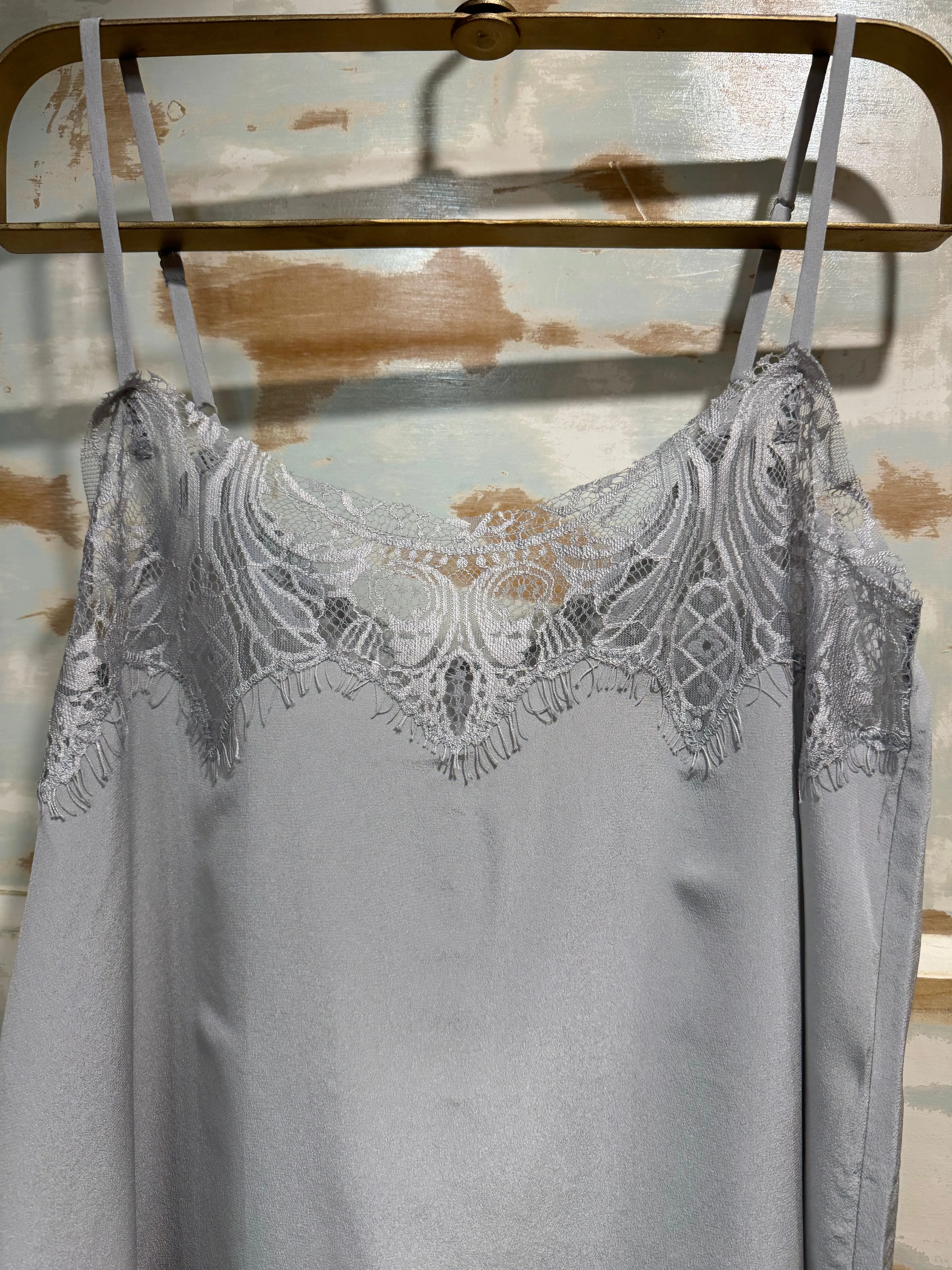 Tambourine Silk Cami in Silver