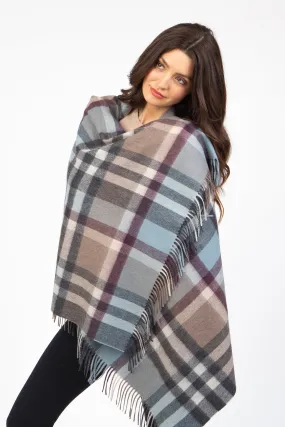 Tartan 2 Lambswool Stole - Blue Taupe