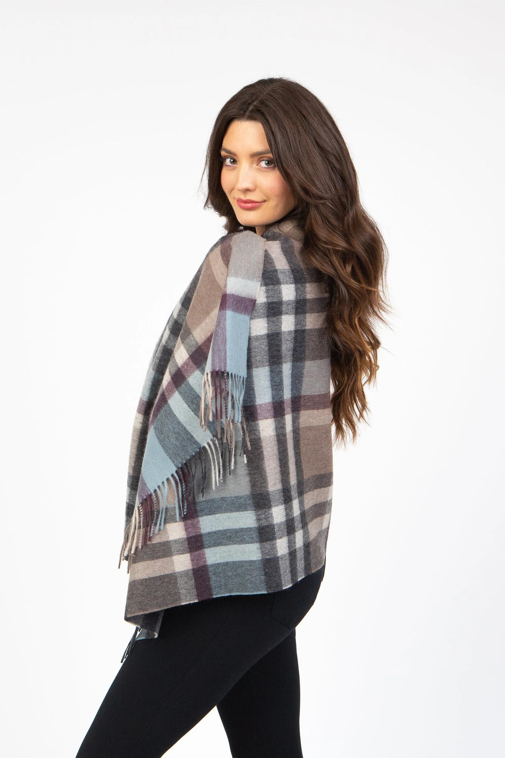 Tartan 2 Lambswool Stole - Blue Taupe