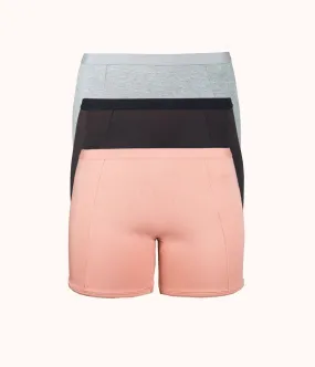 The All-Day Boy Short Bundle: Heather Gray/Jet Black/Shell Pink