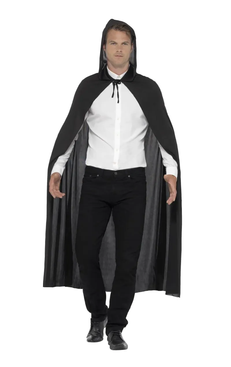 Unisex Black Hooded Cape