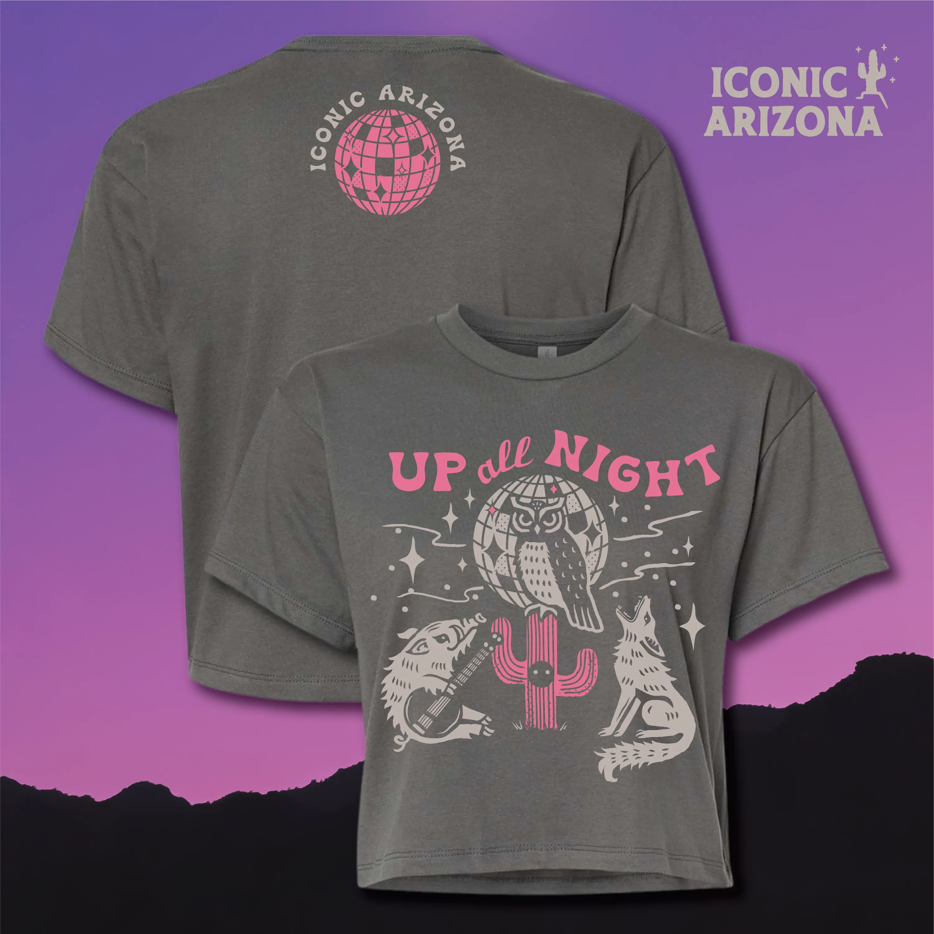 Up All Night Ladies Crop Tee