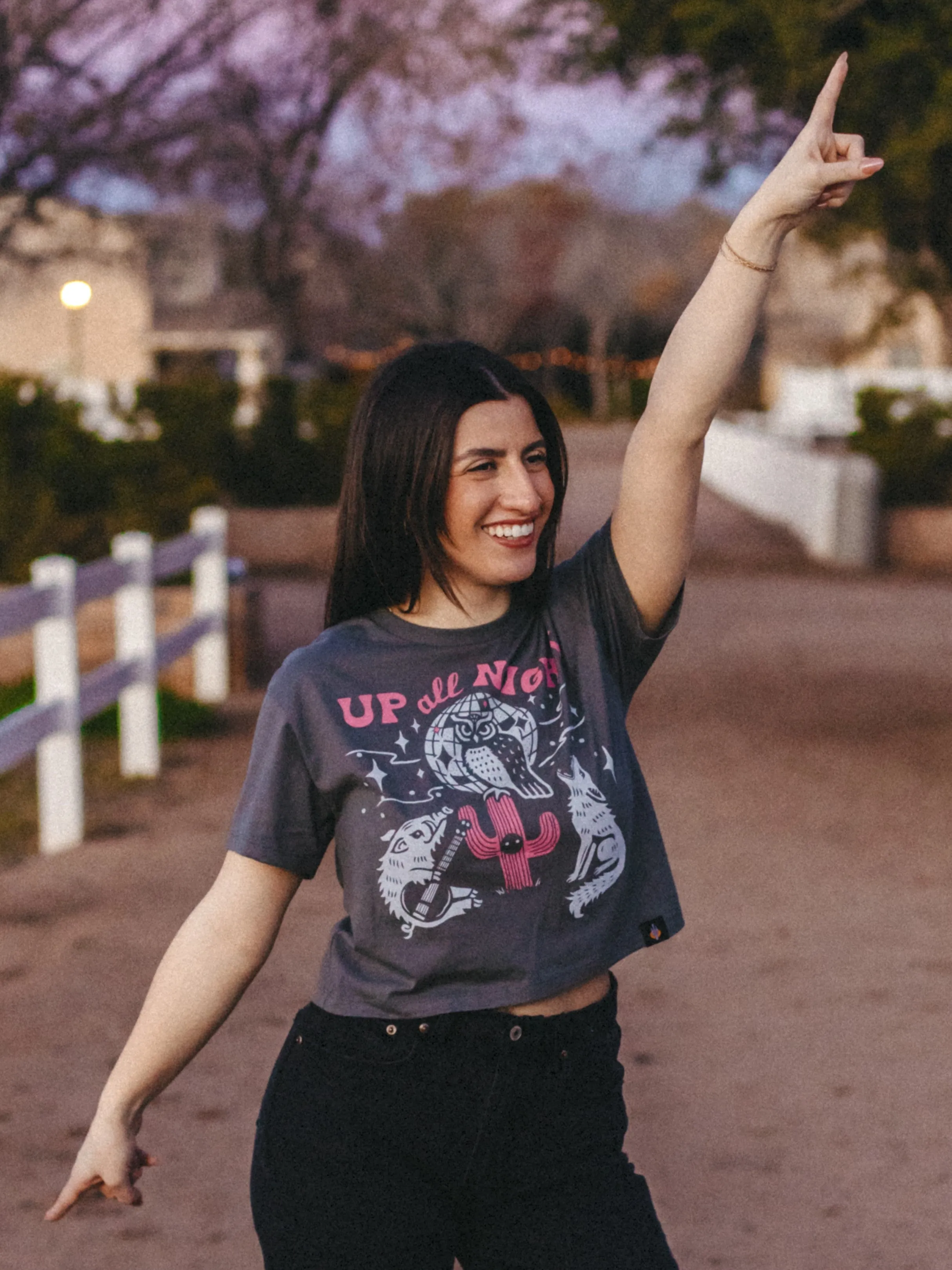 Up All Night Ladies Crop Tee