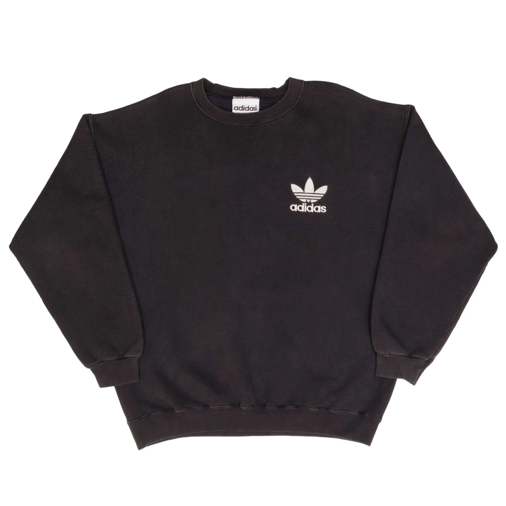 VINTAGE ADIDAS CLASSIC BLACK CREWNECK SWEATSHIRT 1990S SIZE MEDIUM MADE IN USA