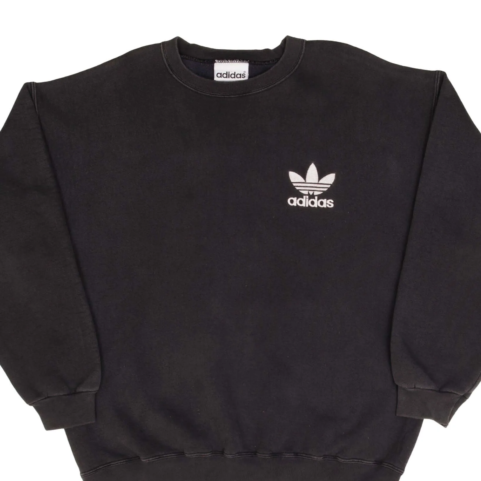 VINTAGE ADIDAS CLASSIC BLACK CREWNECK SWEATSHIRT 1990S SIZE MEDIUM MADE IN USA