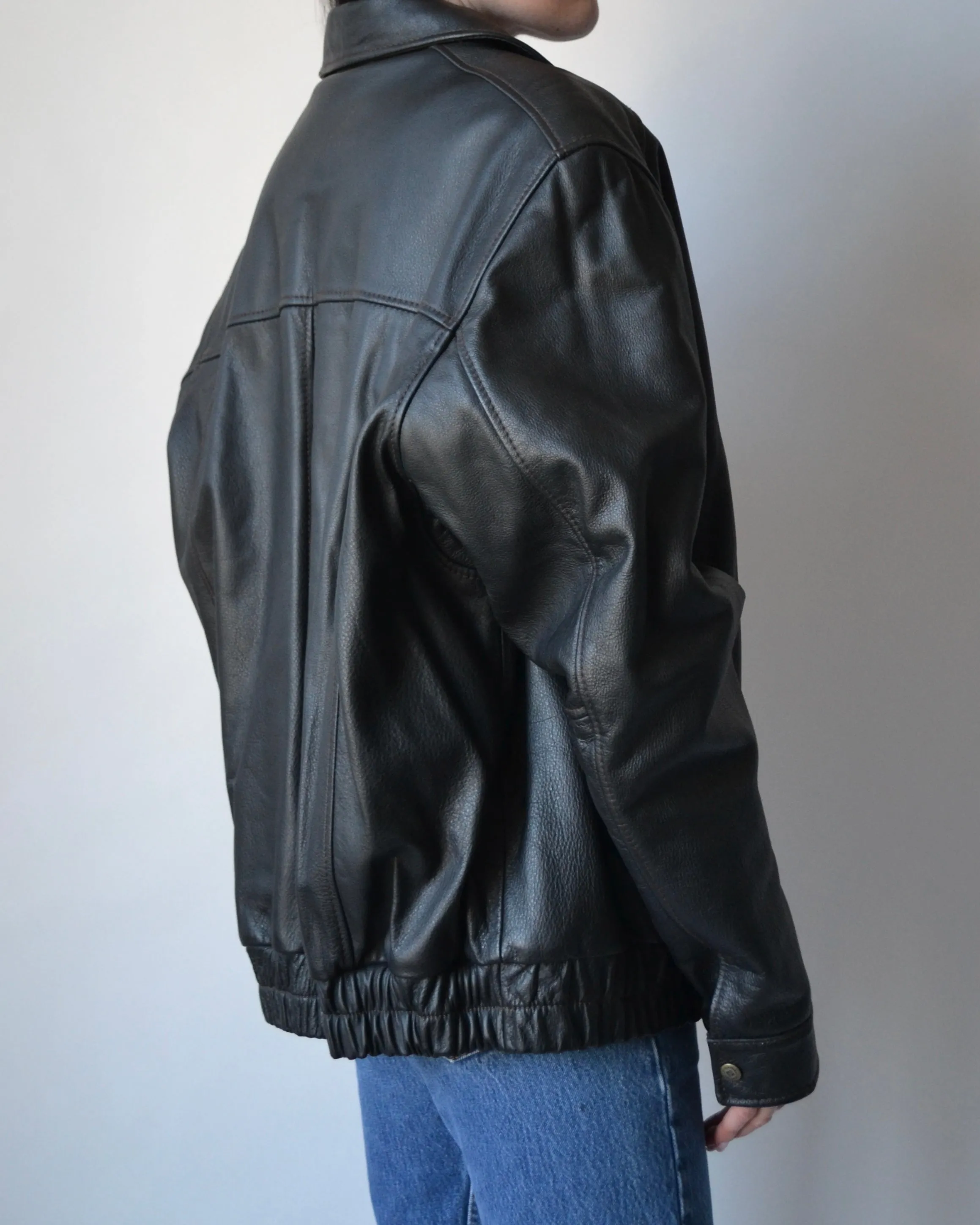 Vintage Leather Bomber Jacket