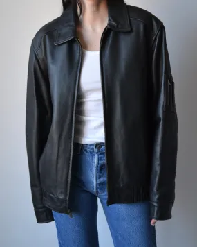 Vintage Leather Bomber Jacket