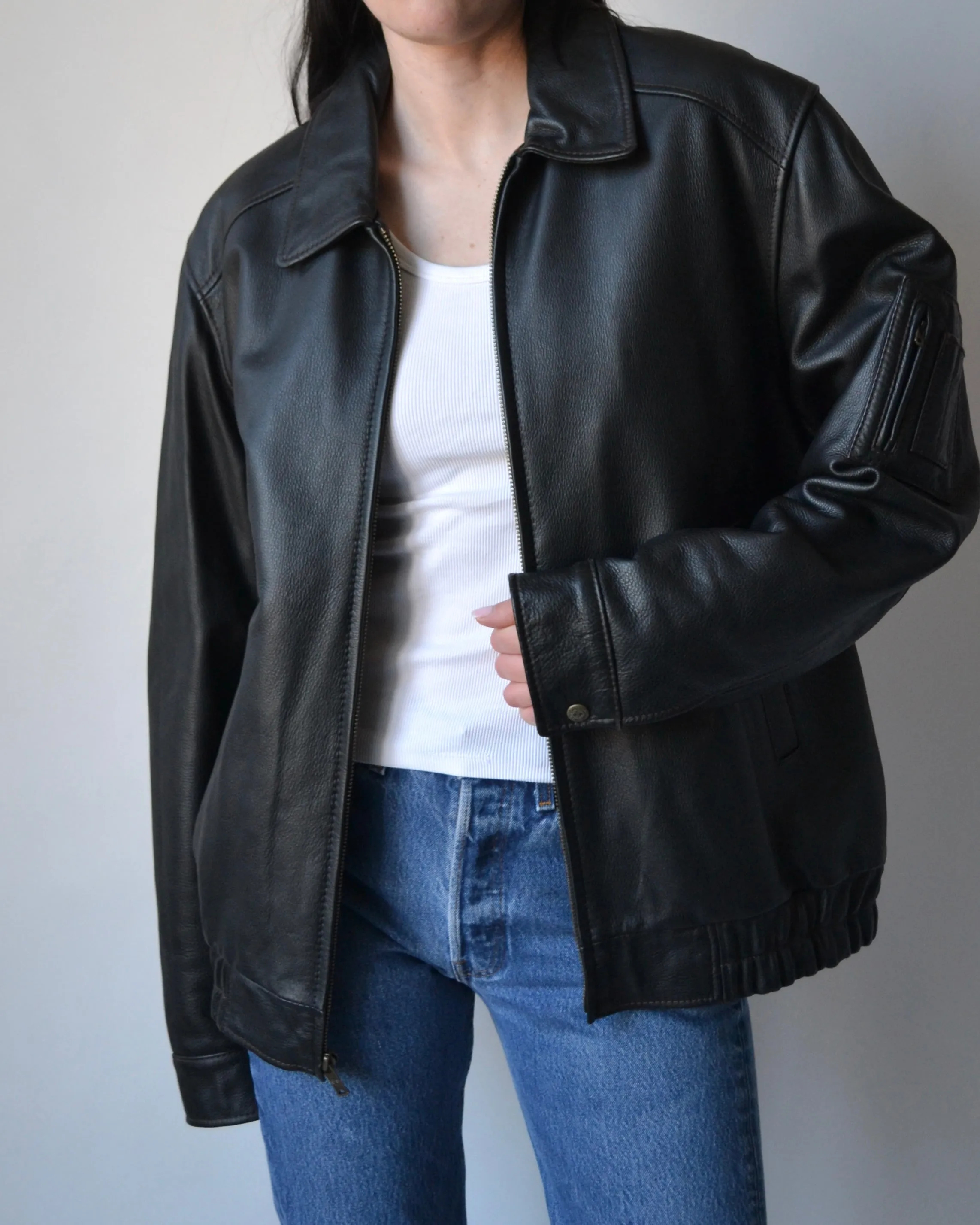 Vintage Leather Bomber Jacket