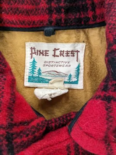 Vintage Pine Crest Wool Hunting Coat Jacket Size 38 Red Plaid