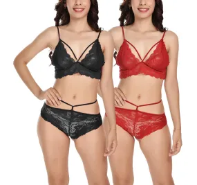 Viral Girl's Women's Babydoll Lingerie Set For Honeymoon For Women's Thongs (pack Of 2)