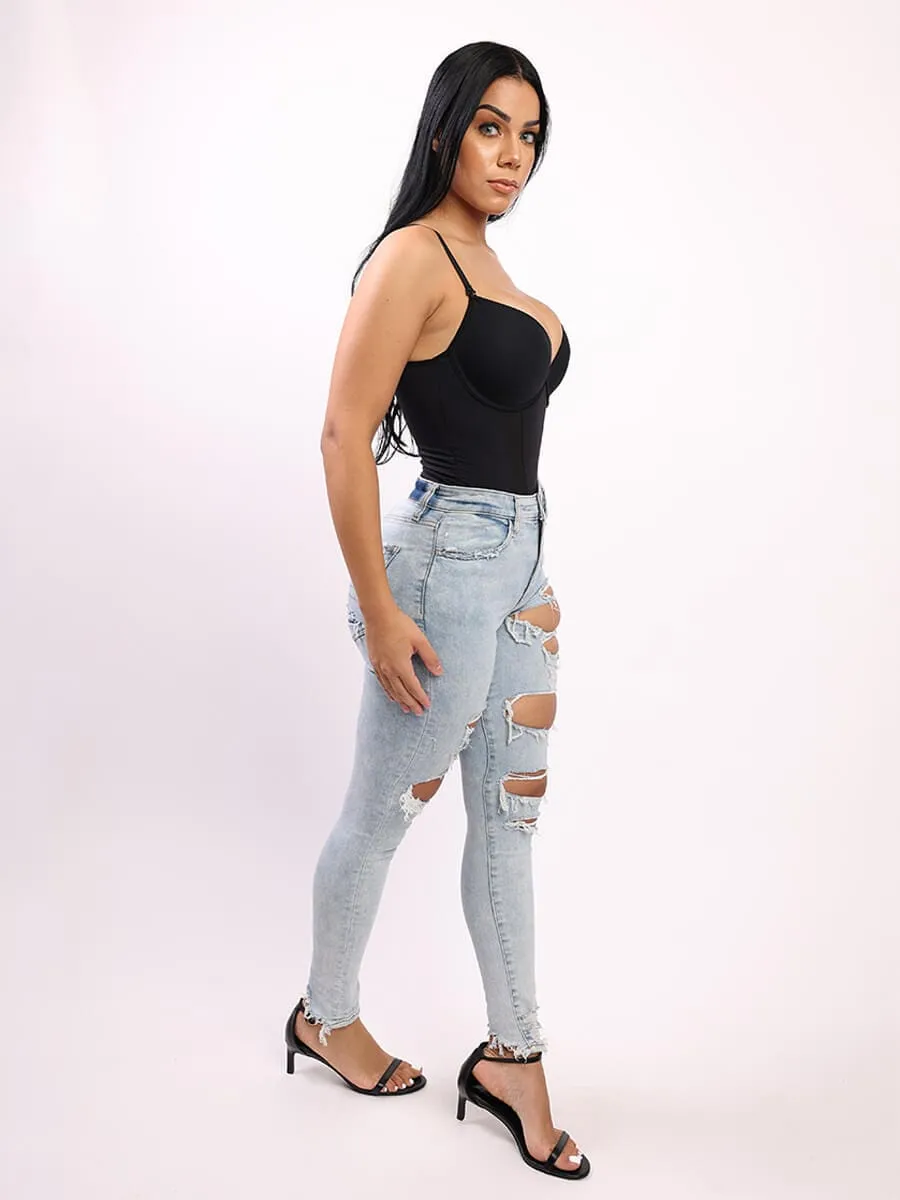 Wholesale One-Piece Bodysuit Back Large U-shaped Design with 3/4 Cup