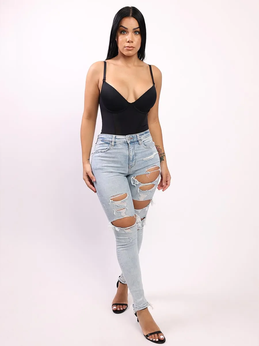 Wholesale One-Piece Bodysuit Back Large U-shaped Design with 3/4 Cup