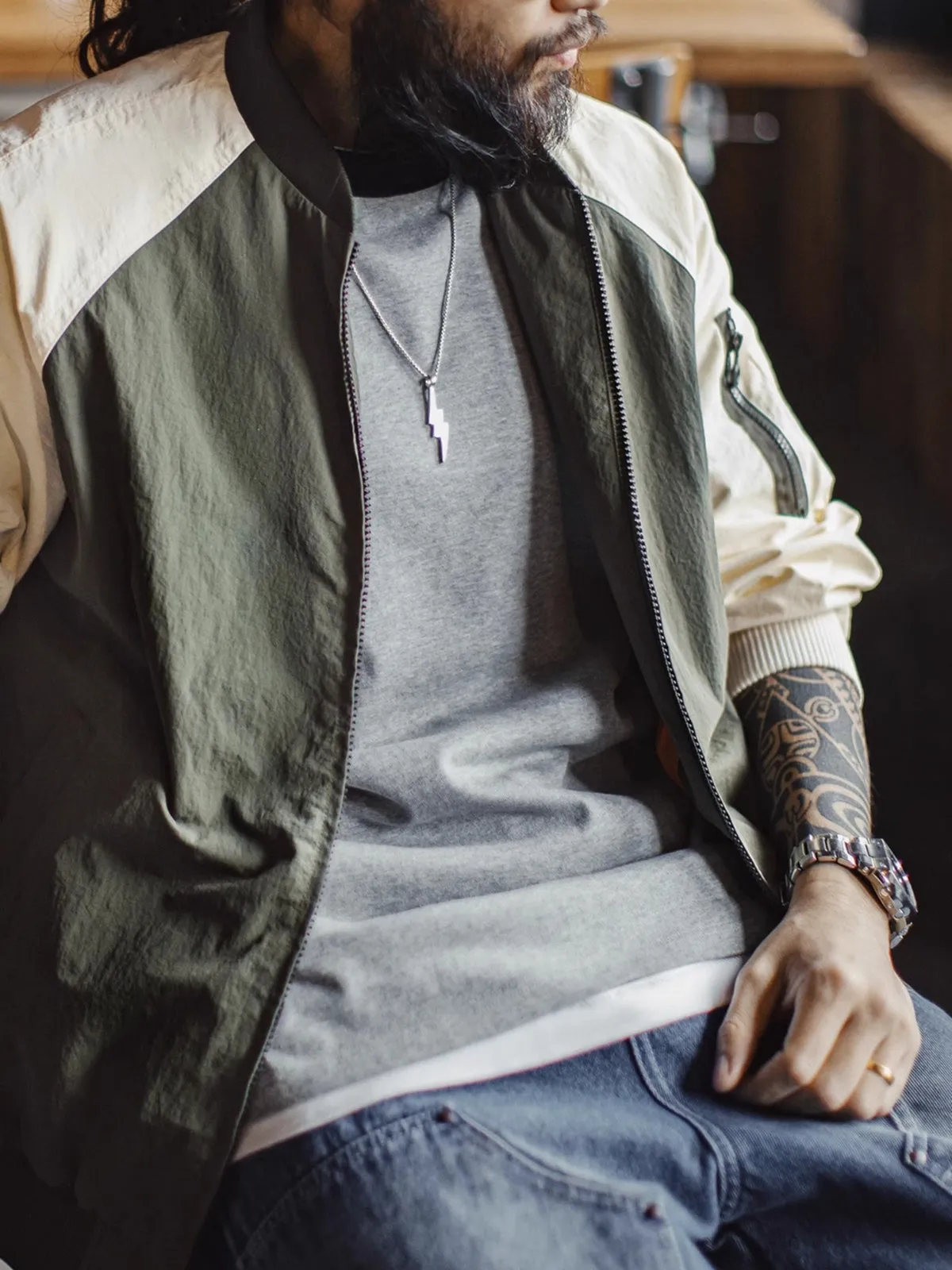 WLS Contrast Raglan Baseball Jacket